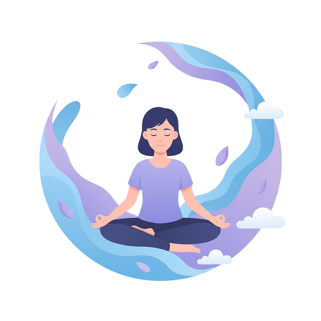 Mindfulness practice illustration - person meditating in peaceful centered state for mental clarity